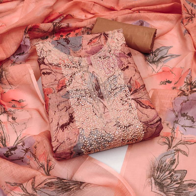 Women's embroidery digital print cotton dress material