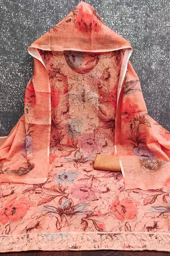  embroidery digital print cotton dress material