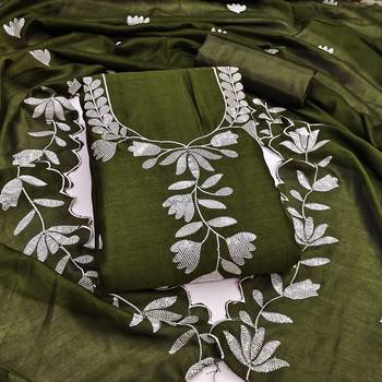  green embroidery vichitra silk dress material 1