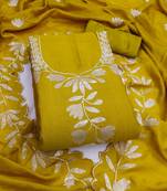 Women's light green embroidery vichitra silk dress material