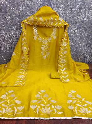  light green embroidery vichitra silk dress material 2