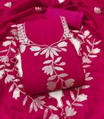  magenta embroidery vichitra dress material