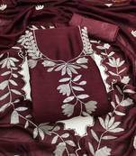 Women's wine embroidery vichitra dress material