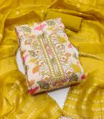 Women's multicolor heavy embroidery simmer dress material