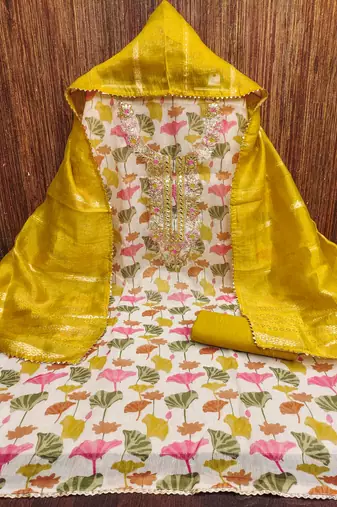  multicolor heavy embroidery simmer dress material