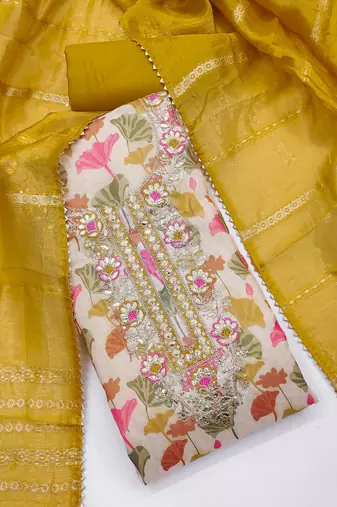  multicolor heavy embroidery simmer dress material