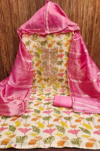  multi heavy embroidery simmer dress material