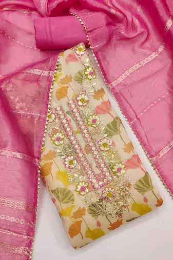  multi heavy embroidery simmer dress material