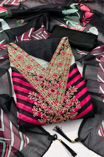 Women's embroidery digital print silk dress material