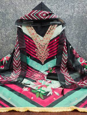  embroidery digital print silk dress material 2