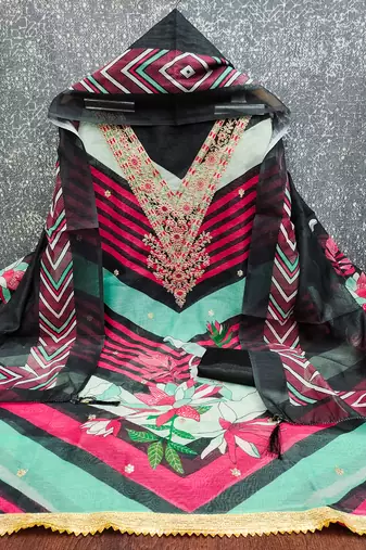  embroidery digital print silk dress material