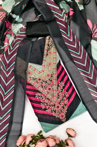  embroidery digital print silk dress material