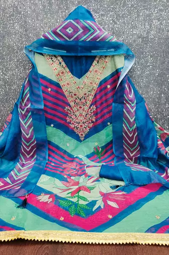  embroidery digital print silk dress material