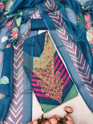  embroidery digital print silk dress material 3