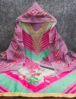  embroidery digital print silk dress material 2