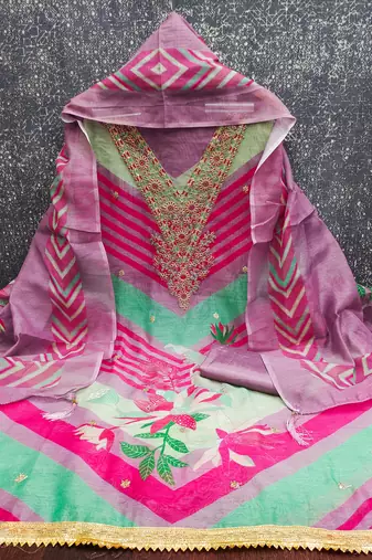  embroidery digital print silk dress material