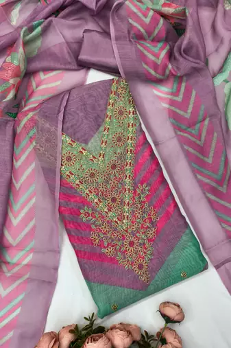  embroidery digital print silk dress material