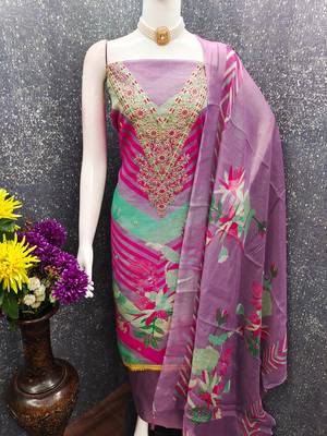  embroidery digital print silk dress material 4