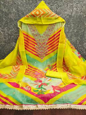  embroidery digital print silk dress material 2