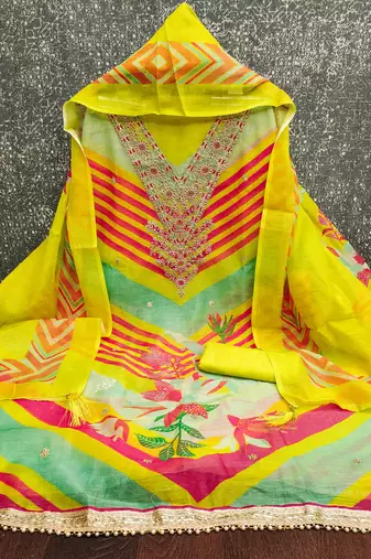  embroidery digital print silk dress material
