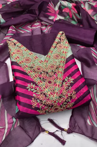 Women's embroidery digital print silk dress material