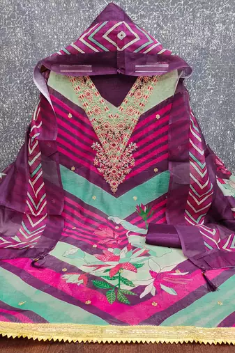  embroidery digital print silk dress material