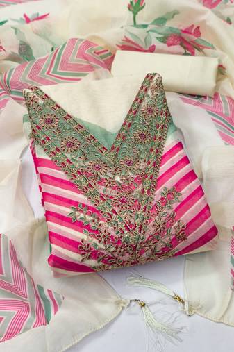 Women's embroidery digital print silk dress material