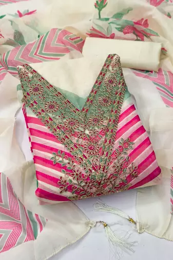 Women's embroidery digital print silk dress material