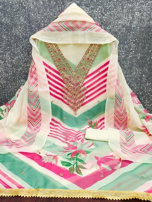  embroidery digital print silk dress material 2