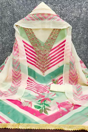  embroidery digital print silk dress material