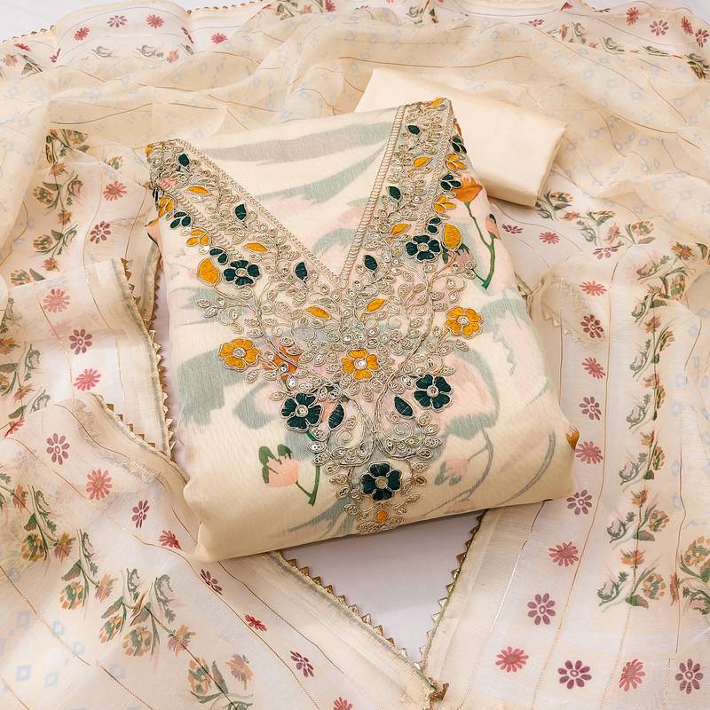 Women's embroidery digital print modal dress material