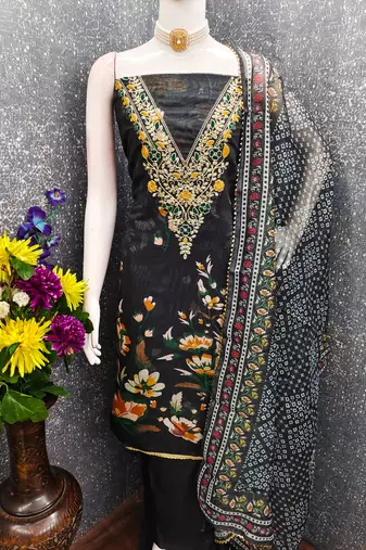  embroidery digital print modal dress material