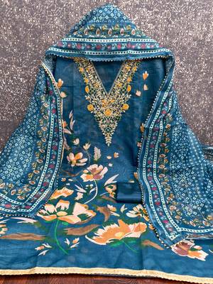  embroidery digital print modal dress material 2
