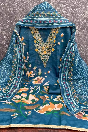  embroidery digital print modal dress material