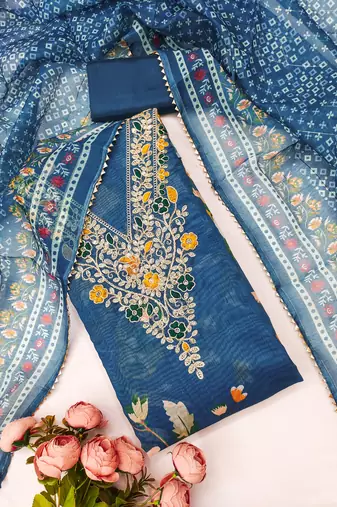  embroidery digital print modal dress material