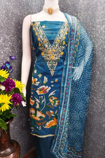  embroidery digital print modal dress material