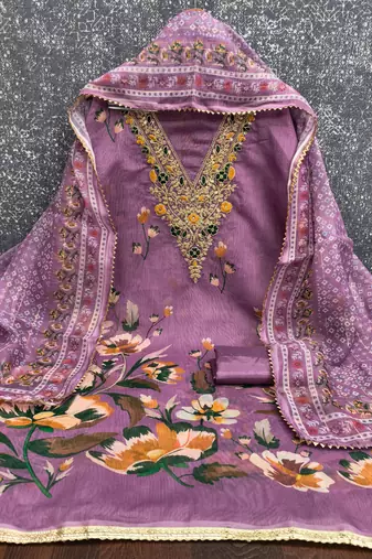  embroidery digital print modal dress material