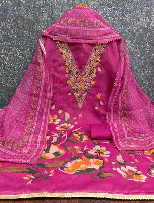  embroidery digital print modal dress material 2