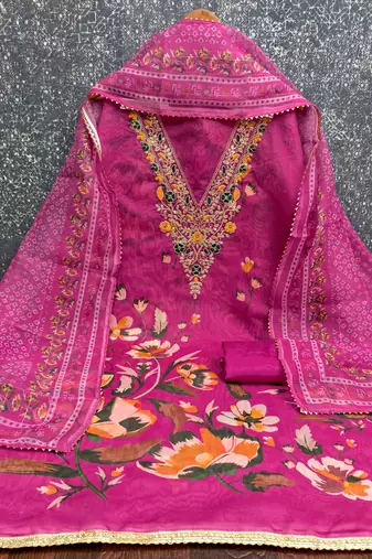  embroidery digital print modal dress material
