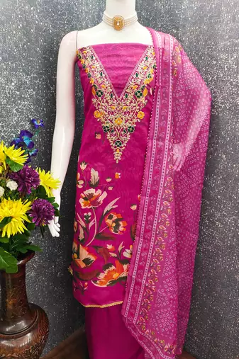  embroidery digital print modal dress material