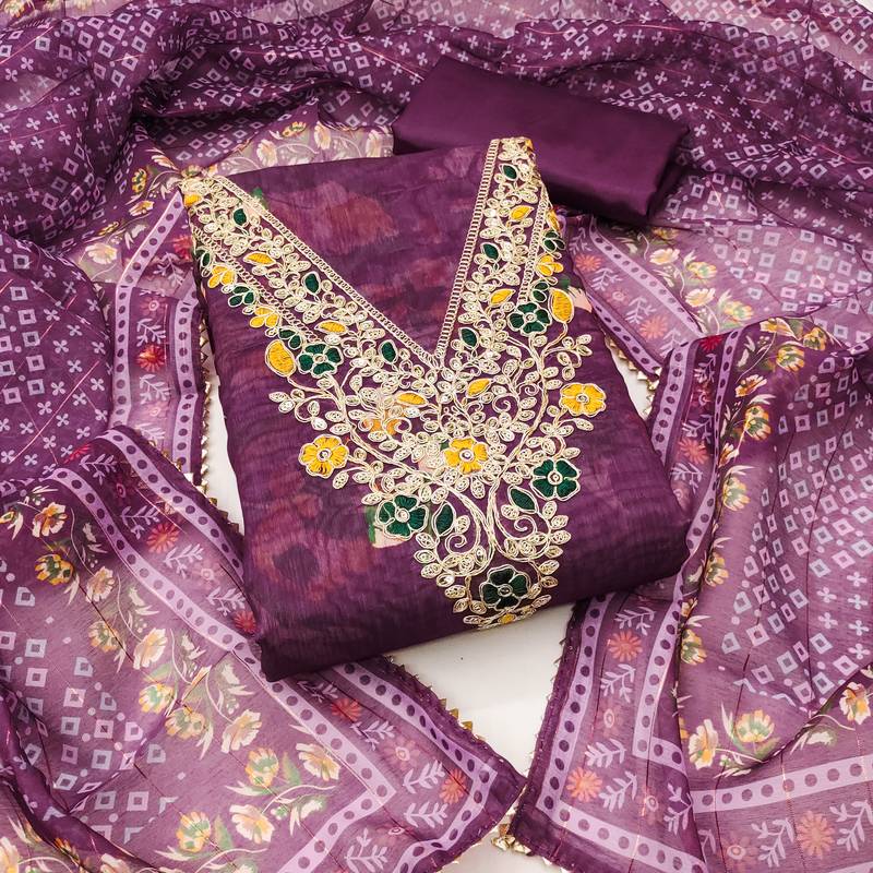 Women's embroidery digital print modal dress material