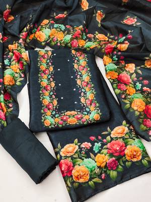  black digital print silk dress material 1