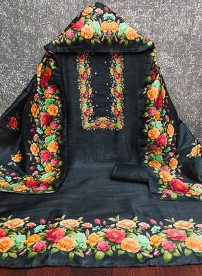  black digital print silk dress material 2