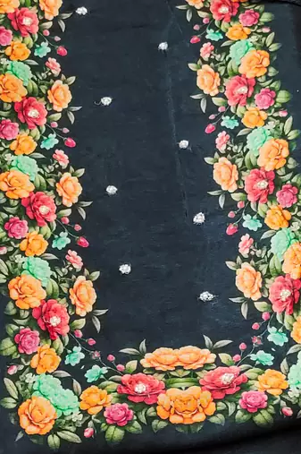  black digital print silk dress material