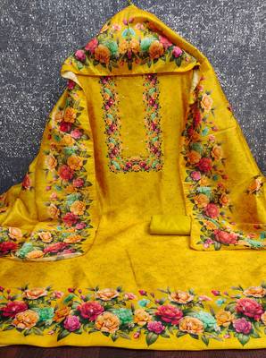  mustard digital print silk dress material 2