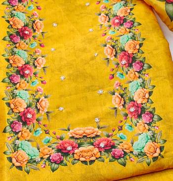  mustard digital print silk dress material 3