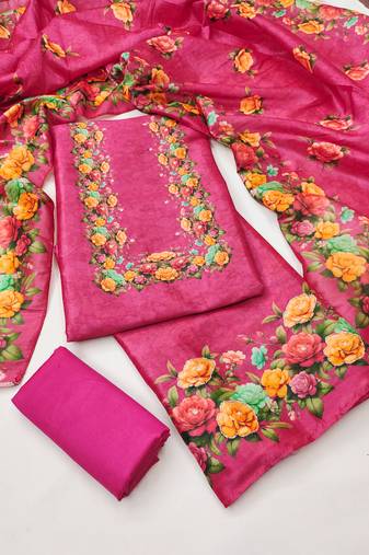 Women's pink digital print silk dress material