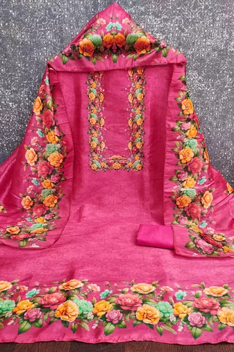  pink digital print silk dress material