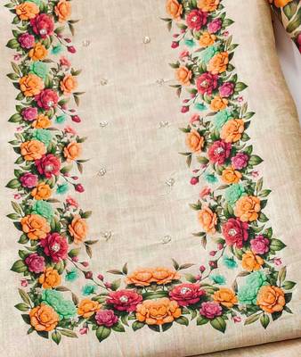  beige digital print silk dress material 3