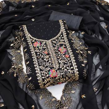  black embroidery georgette dress material 1